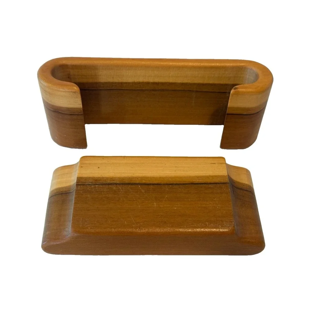 Vintage Solid Wood Trinket Box 8x3x2 Hidden Drawer Jewelry Case Velvet Stash Box